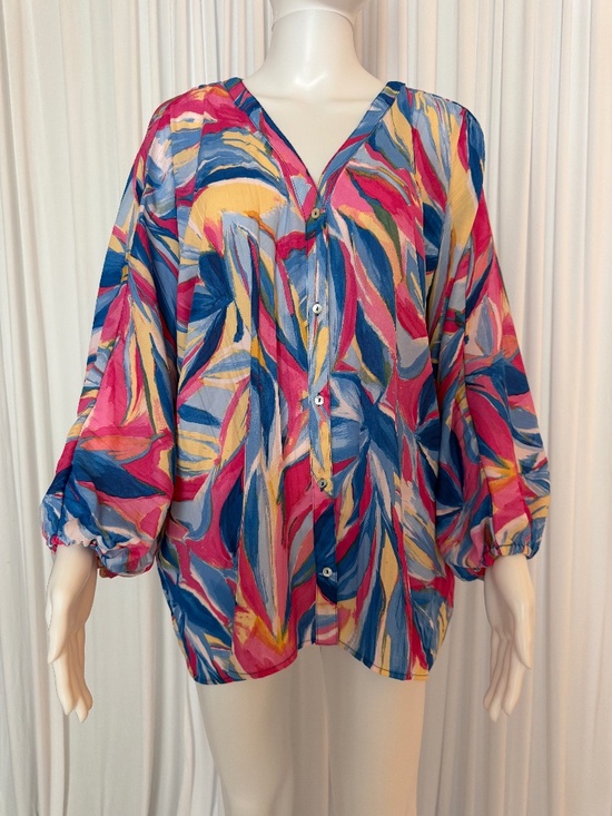 Colleen Lopez Tops - Colleen Lopez Art Print Tunic Blouse Dolman Sleeves NWOT L